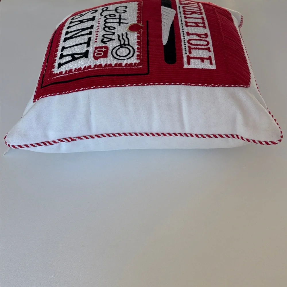 NWOT North Pole Letters to Santa Pillow Christmas Decor Holiday Gift Red White